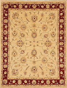 Pakistani Hereke Beige Rectangle 5x7 ft Wool Carpet 20337