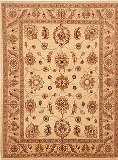 Pakistani Pishavar Beige Rectangle 4x6 ft Wool Carpet 20341