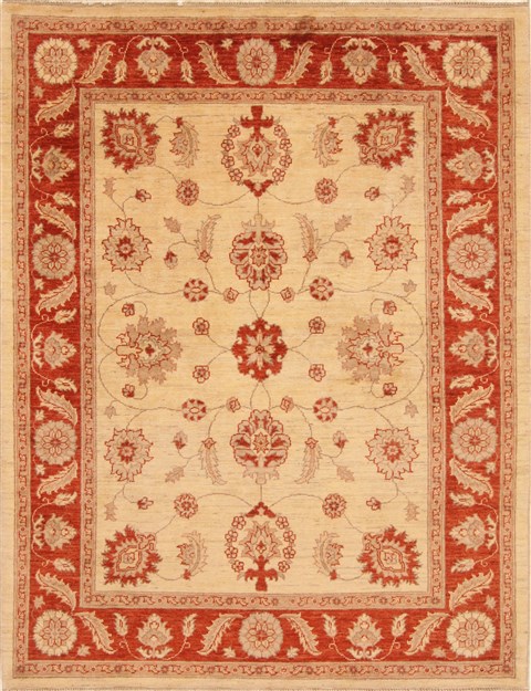 Pishavar Beige Hand Knotted 50 X 67 Area Rug 250-20350 Image 0