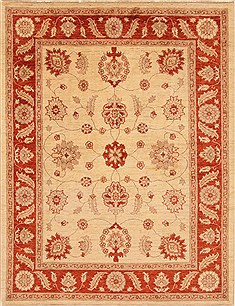 Pakistani Pishavar Beige Rectangle 5x7 ft Wool Carpet 20350