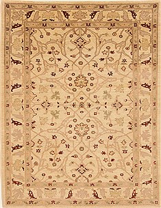 Pishavar Beige Hand Knotted 5'0" X 6'7"  Area Rug 250-20351