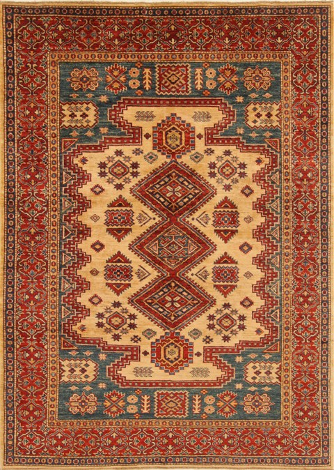 Kazak Yellow Hand Knotted 410 X 611 Area Rug 250-20356 Image 0
