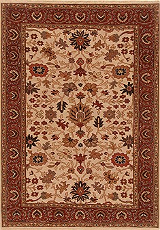 Indian Serapi Beige Rectangle 5x7 ft Wool Carpet 20374