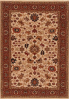 Indian Serapi Beige Rectangle 5x7 ft Wool Carpet 20374