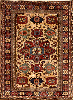 Pakistani Shirvan Yellow Rectangle 5x7 ft Wool Carpet 20375