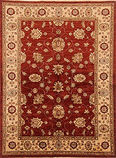 Pakistani Pishavar Red Rectangle 6x9 ft Wool Carpet 20380