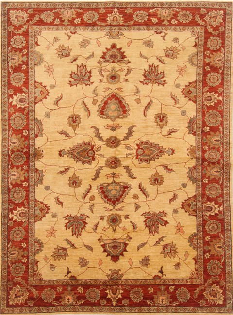 Pishavar Beige Hand Knotted 510 X 710  Area Rug 250-20383 Image 0