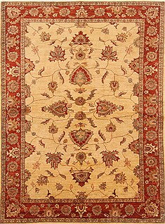 Pakistani Pishavar Beige Rectangle 6x9 ft Wool Carpet 20383