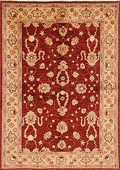 Pakistani Pishavar Red Rectangle 6x9 ft Wool Carpet 20388