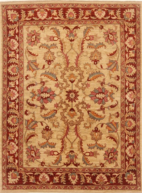 Pishavar Beige Hand Knotted 57 X 77  Area Rug 250-20389 Image 0