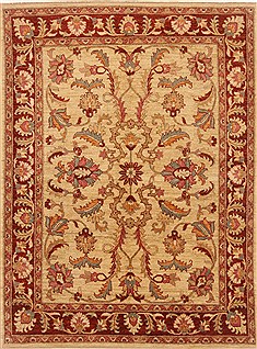 Pishavar Beige Hand Knotted 5'7" X 7'7"  Area Rug 250-20389