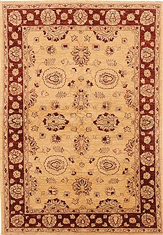 Pishavar Beige Hand Knotted 5'6" X 8'0"  Area Rug 250-20393