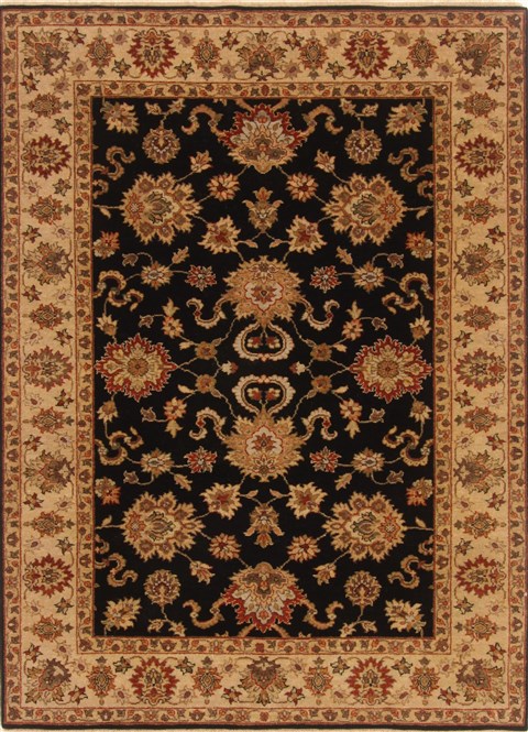 Agra Black Hand Knotted 51 X 70 Area Rug 250-20398 Image 0