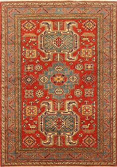 Pakistani Kazak Red Rectangle 5x7 ft Wool Carpet 20404