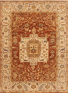 Indian Serapi Brown Rectangle 5x7 ft Wool Carpet 20405