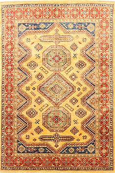 Pakistani Kazak Yellow Rectangle 5x7 ft Wool Carpet 20410