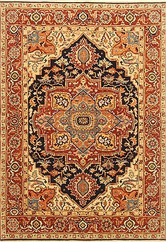 Indian Heriz Blue Rectangle 5x7 ft Wool Carpet 20432