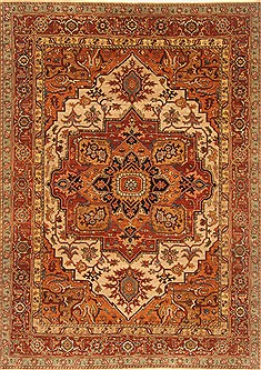 Indian Serapi Brown Rectangle 5x7 ft Wool Carpet 20435