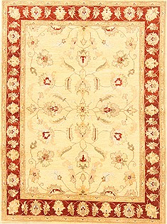 Pakistani Pishavar Beige Rectangle 5x7 ft Wool Carpet 20440