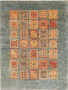 Pakistani Bakhtiar Blue Rectangle 5x7 ft Wool Carpet 20441