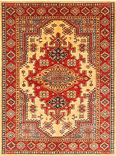 Pakistani Kazak Yellow Rectangle 5x7 ft Wool Carpet 20443