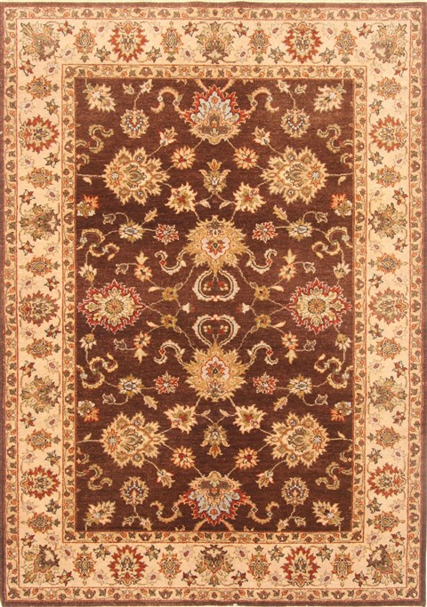 Agra Brown Hand Knotted 50 X 72 Area Rug 250-20444 Image 0