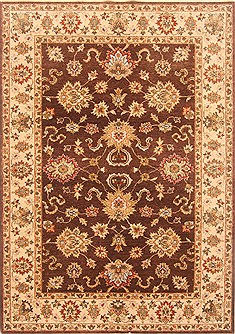 Indian Agra Brown Rectangle 5x7 ft Wool Carpet 20444