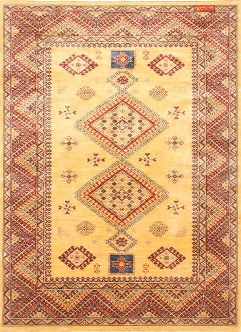 Kazak Yellow Hand Knotted 50 X 69 Area Rug 250-20454 Image 0