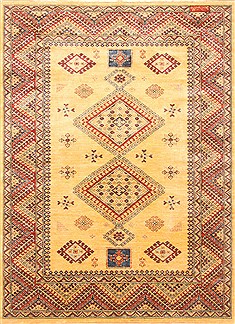 Pakistani Kazak Yellow Rectangle 5x7 ft Wool Carpet 20454
