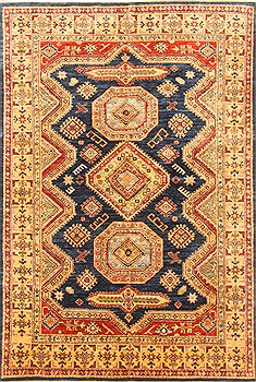 Pakistani Kazak Yellow Rectangle 5x7 ft Wool Carpet 20457