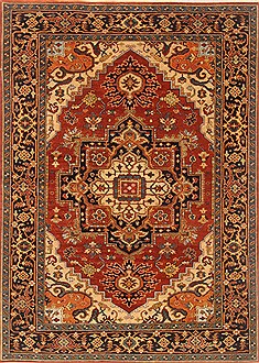 Indian Serapi Orange Rectangle 5x7 ft Wool Carpet 20471