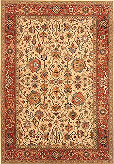 Indian Serapi Beige Rectangle 5x7 ft Wool Carpet 20479