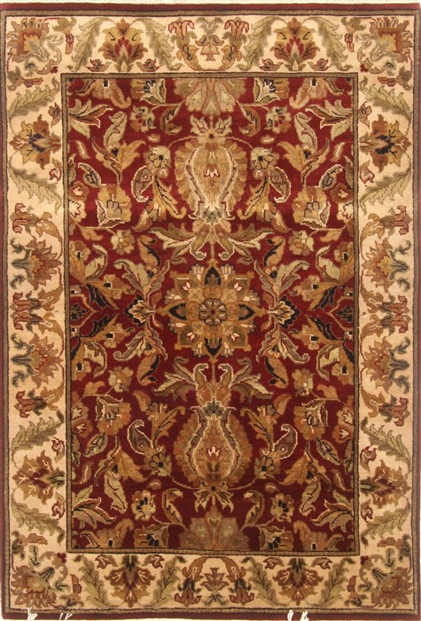 Agra Red Hand Knotted 40 X 60 Area Rug 250-20492 Image 0