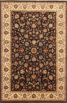 Indian Kashan Black Rectangle 4x6 ft Wool Carpet 20494