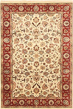 Indian Kashan Red Rectangle 4x6 ft Wool Carpet 20495