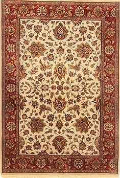 Afghan Kashan Red Rectangle 4x6 ft Wool Carpet 20499