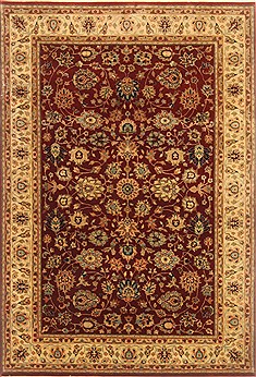 Indian Kashan Red Rectangle 4x6 ft Wool Carpet 20506