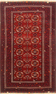 Afghan Khan Mohammadi Red Rectangle 4x6 ft Wool Carpet 20511