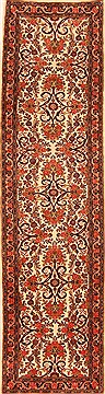 Sarouk Beige Runner Hand Knotted 2'7" X 9'9"  Area Rug 100-20517