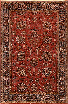 Indian Tabriz Red Rectangle 4x6 ft Wool Carpet 20519