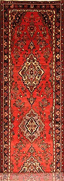 Mehravan Red Runner Hand Knotted 3'5" X 12'11"  Area Rug 100-20520