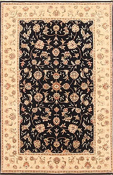 Chinese Kashan Black Rectangle 4x6 ft Wool Carpet 20523
