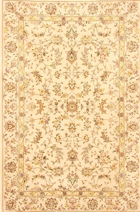 Kashan Beige Hand Knotted 39 X 59 Area Rug 250-20525 Image 0