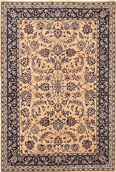 Chinese Kashan Beige Rectangle 4x6 ft Wool Carpet 20526