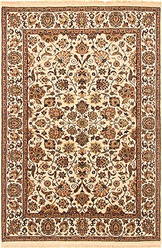 Kashan Beige Hand Knotted 4'1" X 6'1"  Area Rug 250-20528