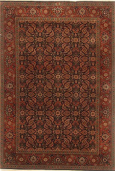 Indian Herati Black Rectangle 4x6 ft Wool Carpet 20529