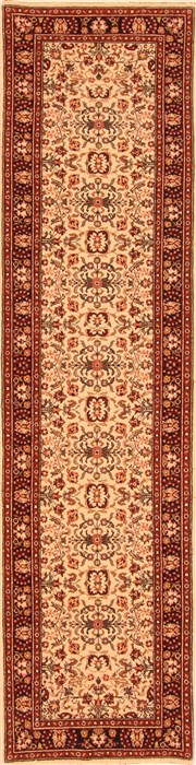 Sarouk Beige Runner Hand Knotted 27 X 101  Area Rug 100-20530 Image 0