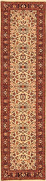 Sarouk Beige Runner Hand Knotted 2'7" X 10'1"  Area Rug 100-20530