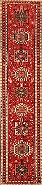 Karajeh Red Runner Hand Knotted 2'4" X 10'2"  Area Rug 253-20534