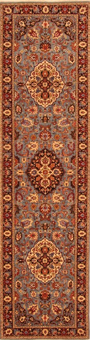 Tabriz Blue Runner Hand Knotted 27 X 97  Area Rug 100-20535 Image 0